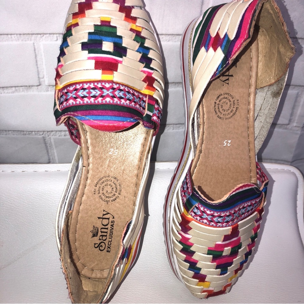 Sandy Exclusivas Leather Mexican Shoes Sandals Típicas Size 9 Mexican Size 25